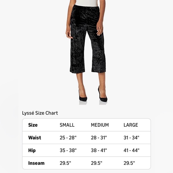 NWT Lyssé Crushed Velvet Wide Leg Cropped Pants Small Black - Picture 3 of 3